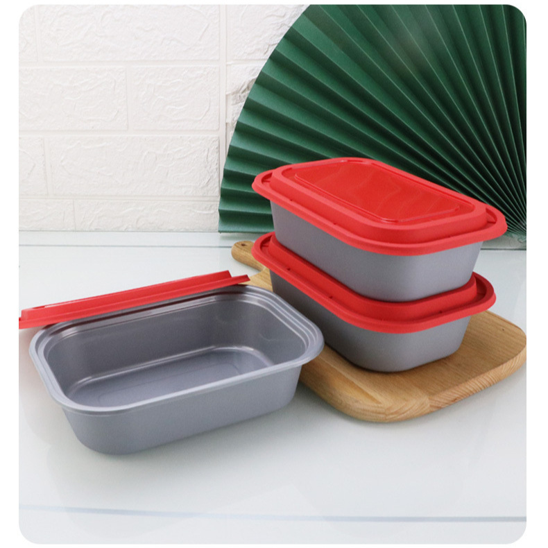 Caja de comidas desechable con cubierta gruesa que se puede imprimir con película interna, caja de comidas rectangular europea, caja de embalaje para llevar personalizada