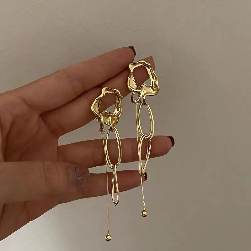 1 Paire Style Ig Ovale Placage Alliage Boucles D'oreilles display picture 3