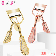 Factory-direct diamond-handle eyelash curler, gold-plated curved lash tweezers—wholesale eye beauty makeup tools
