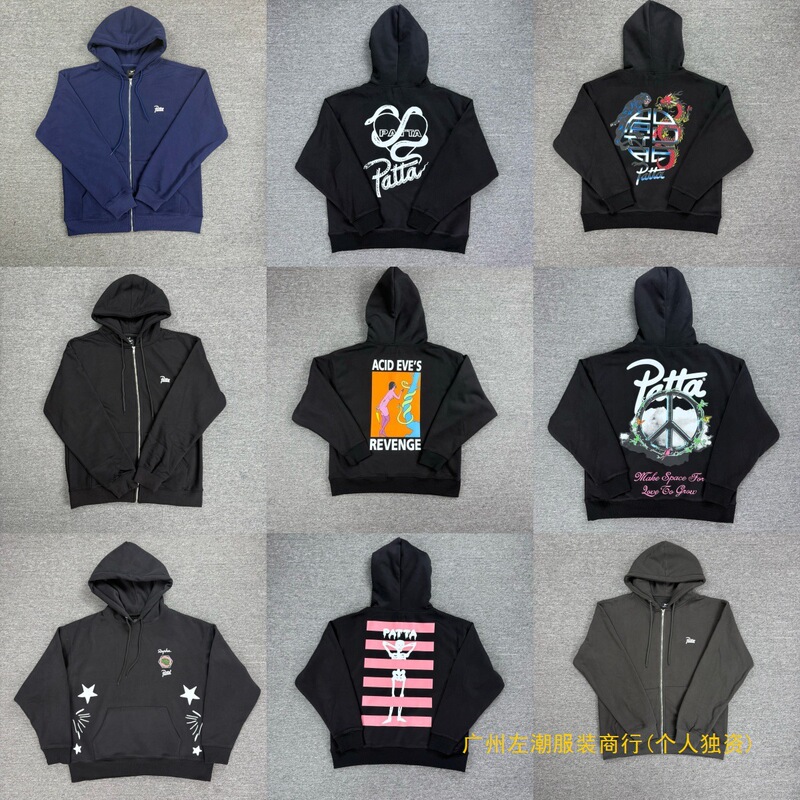 Real Shot of In-Stock Patta American-Style Foreign Trade Trendy Brand Character Pattern Print Ins Foreign Trade Hooded Sweatshirt Top High Street