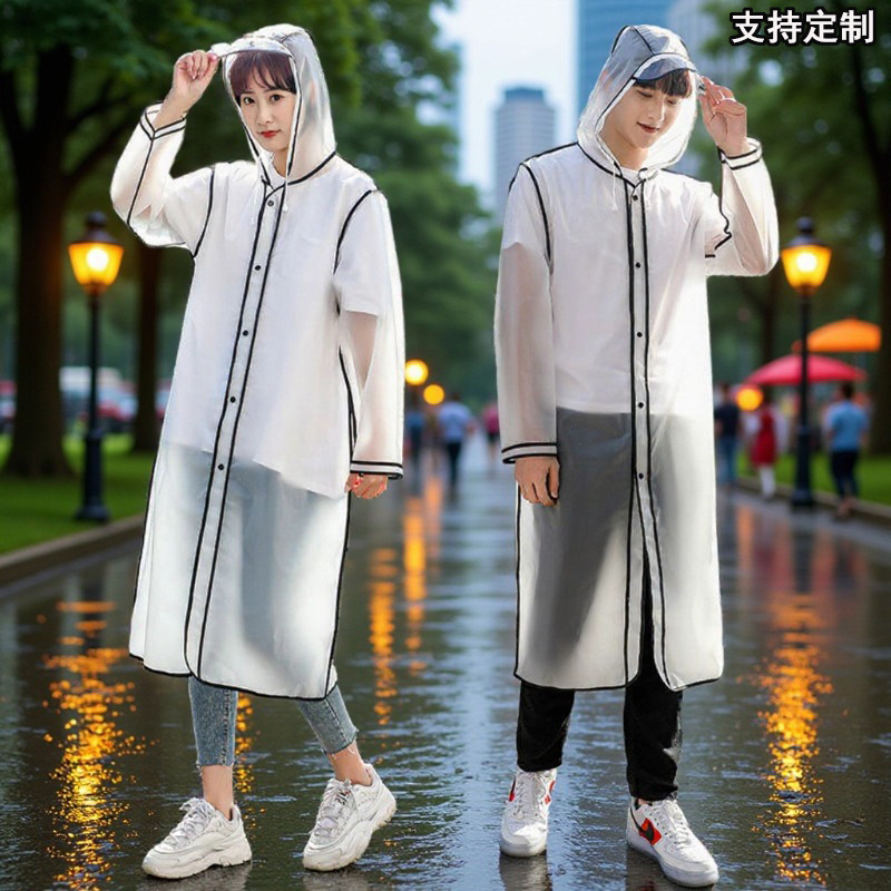 Cross-Border Foreign Trade Travel Single-Person One-Piece Fashionable Rain Poncho Outdoor Eva Adult Raincoat Manufacturer Long Transparent Raincoat Cross-Border Foreign Trade Travel Single-Person One-Piece Fashionable Rain Poncho Outdoor Eva Adult Raincoat Manufacturer Long Transparent Raincoat
