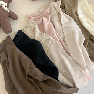 Autumn and Winter Girls Knitted Shirt Base Shirt Inner Top Baby Children Solid Color Half Turtleneck Sweater 0158A062