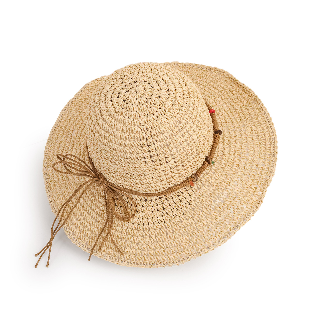 Korean Style Sunscreen Button Woven Big Brim Breathable Straw Hat display picture 12
