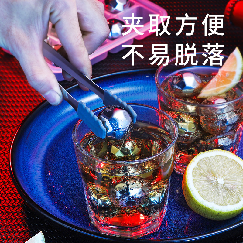 304 de acero inoxidable cubo de hielo congelado partículas de hielo de metal clip de partículas de hielo creativo whisky de acero inoxidable cubo de hielo congelado hockey sobre hielo