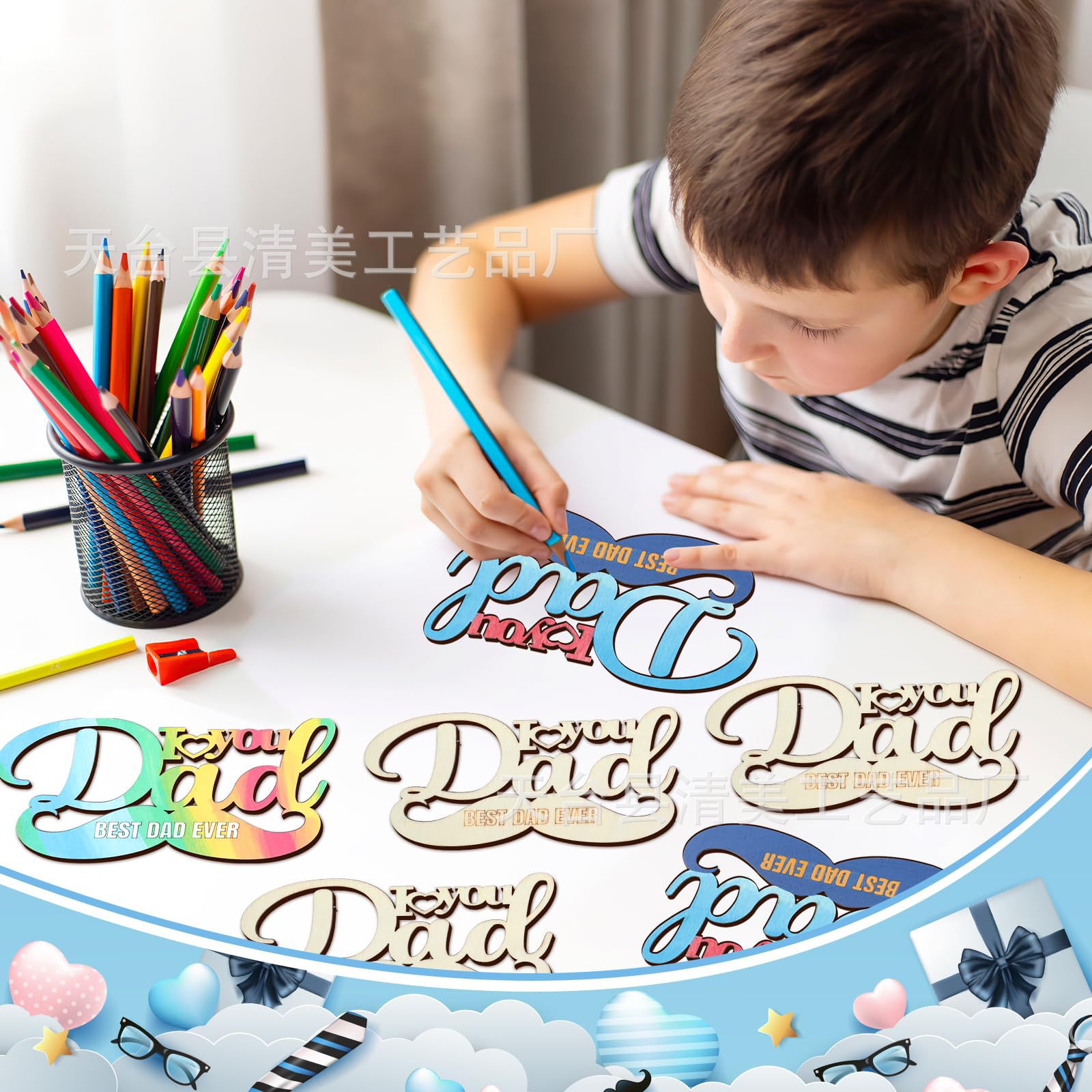 Artesanía de madera Best DAD Crafts Dadd Cutouts Pintura de bricolaje Decoración de regalo Piezas de madera