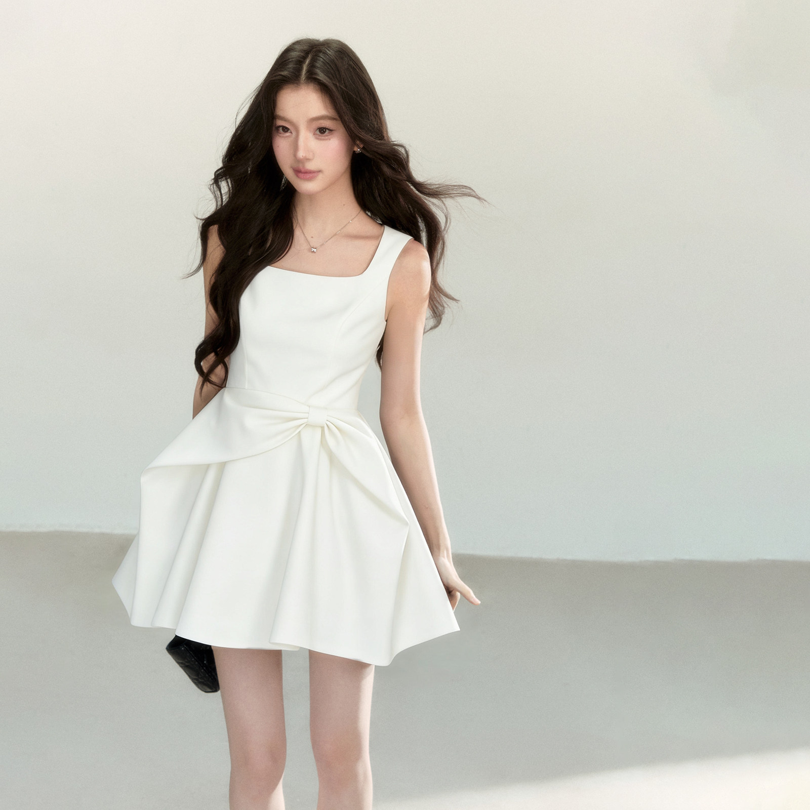 Luxurious Style Dress with Waist-Cinching Bow, New Slim-Fit Black Suspender Dress, Amazon Dropshipping