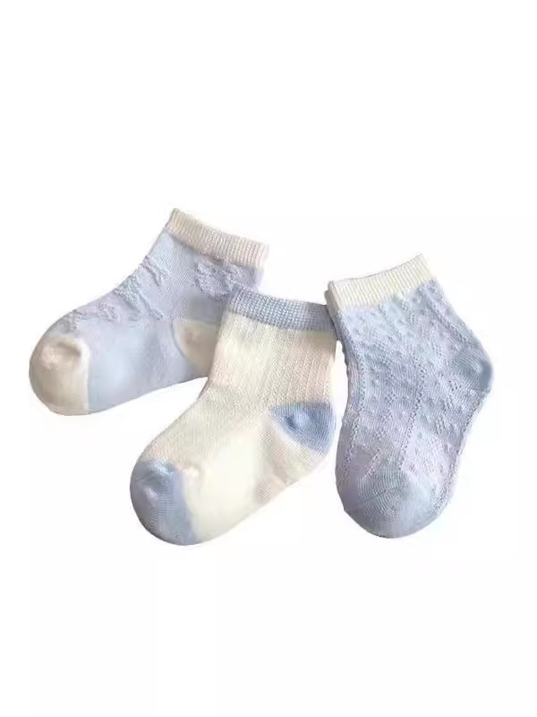 Calcetines para recién nacidos Calcetines para bebés de primavera y otoño para bebés Un tipo de malla transpirable 0-3 calcetines para bebés calcetines de algodón de tubo medio suelto