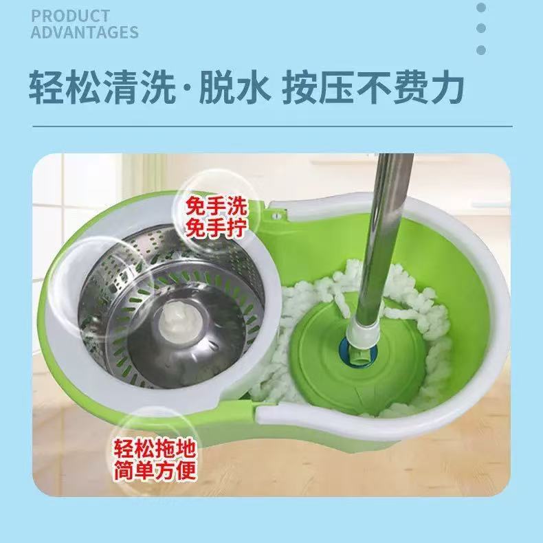 Mopo giratorio doméstico seco y húmedo doble uso sin lavado a mano conjunto de barril de trapeador limpio doméstico al por mayor