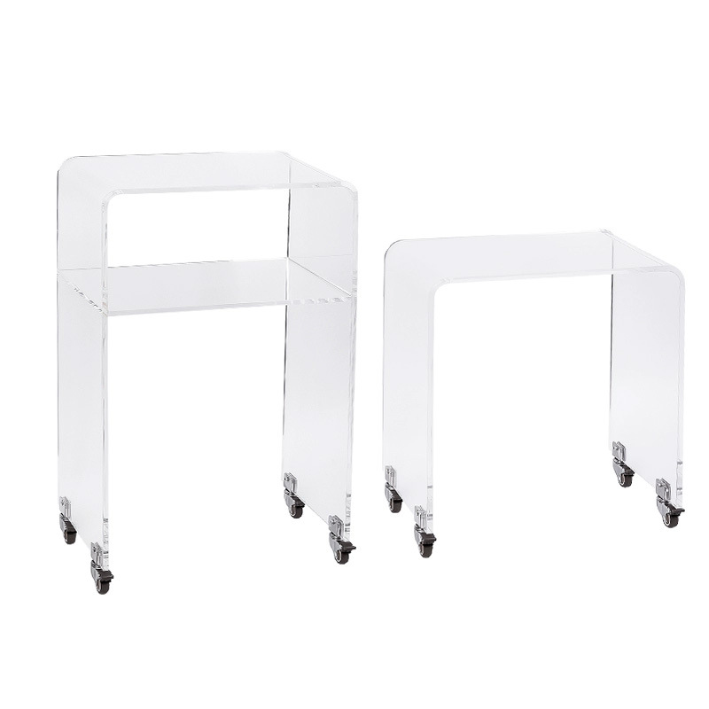 亚克力边几云鲸科沃斯石头扫地机器人置物架收纳带轮子小推车