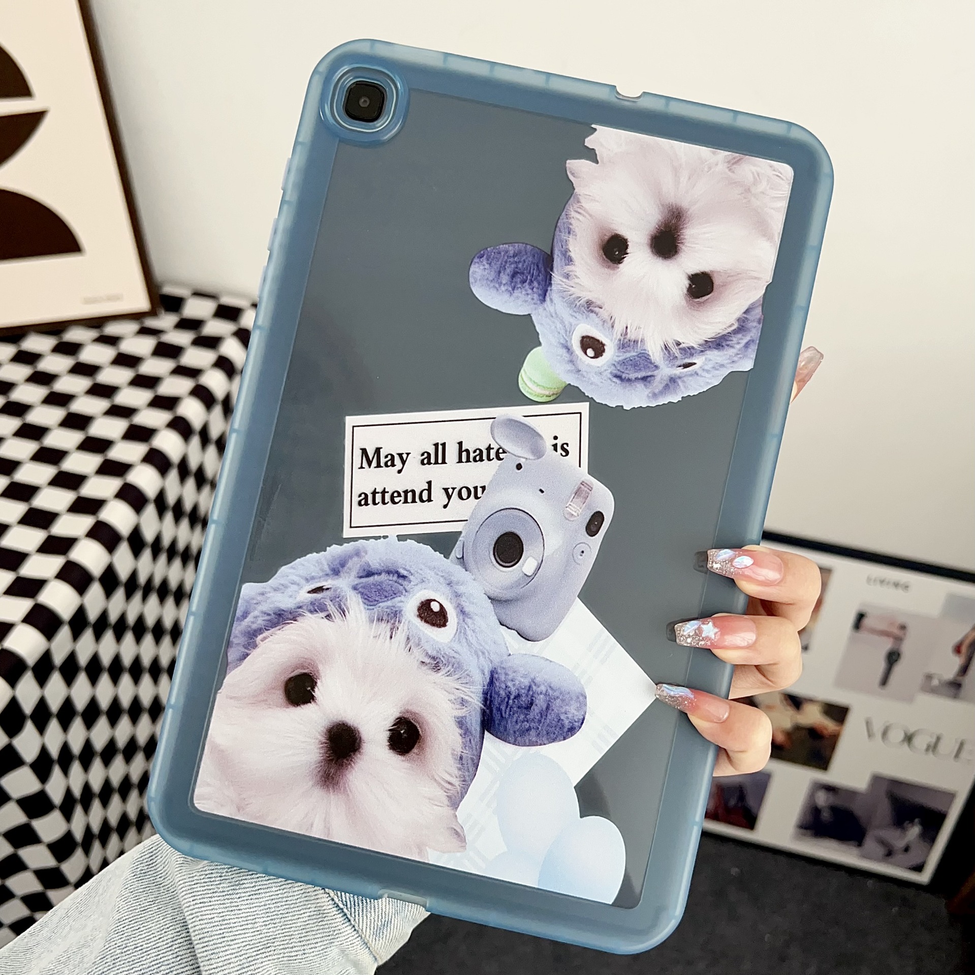 Suitable for Samsung A8 X200 protective case S6lite sunglasses cool dog T220 painted kitten S8 + drop-resistant tablet case