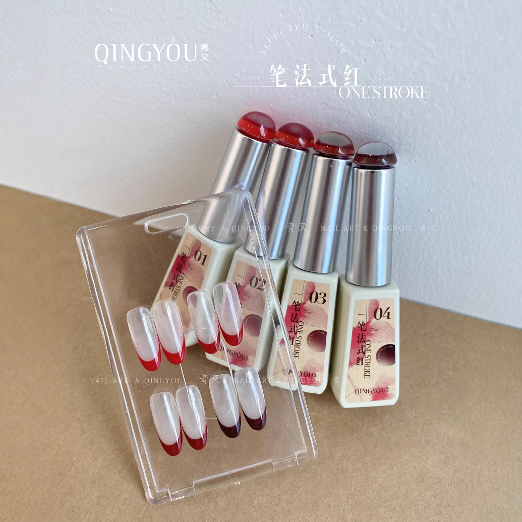 Manicure nuevo pegamento de esmalte de uñas Anchor rojo un pincel francés dibujo de línea roja gancho bordes pintados pegamento de fototerapia al por mayor