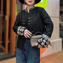 2025年冬装新中式重磅桑蚕丝龟裂纹香云纱绣花夹棉棉袄外套不退换