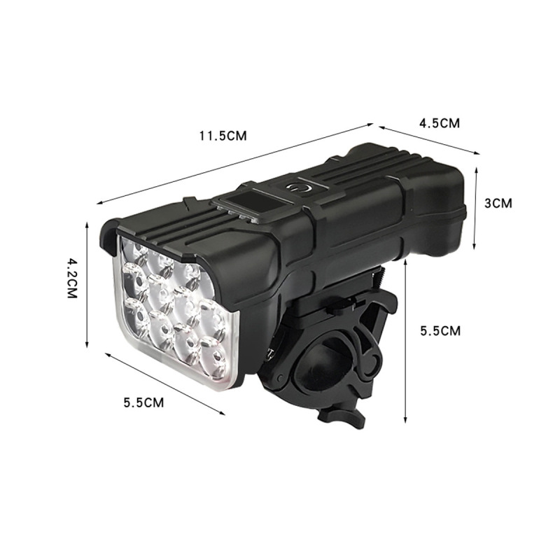 新しい自転車ホーンライト 12LED 高輝度マウンテンバイク乗馬警告灯デジタルディスプレイ付き大容量 USB フロントライト|undefined