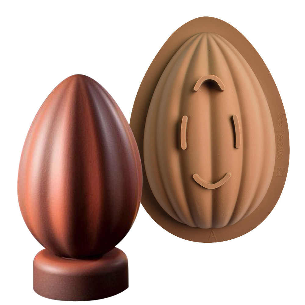 Pascua de dos piezas único semicírculo huevo mousse pastel molde DIY chocolate percusión silicona molde para hornear
