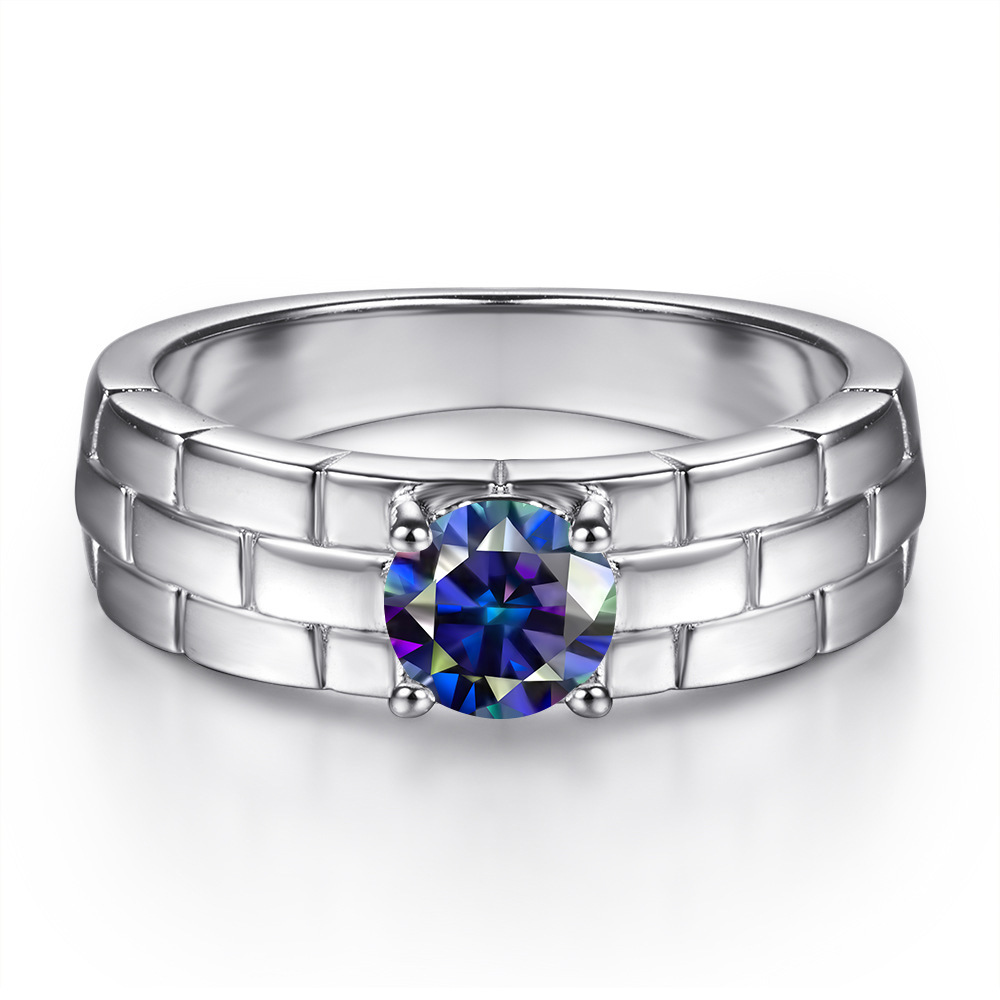 Explosiones transfronterizas 5MM0.5 quilates 925 anillo de plata esterlina creativo de moda correa de reloj con anillo de moissanita