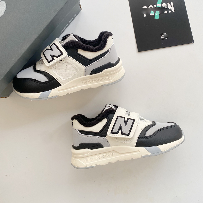 Putian Kidsren's Shoes 997 Fleece-Lined Velcro Kidsren's Sports Shoes Retro Versatile Casual Warm Running Shoes