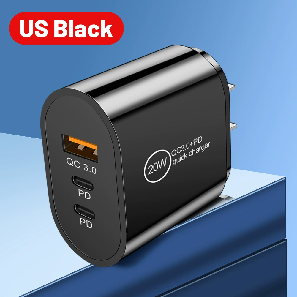 [Новый USB+2PD Type-C зарядный адаптер для телефонов, многопортовый, для поездок, американская/европейская вилка]