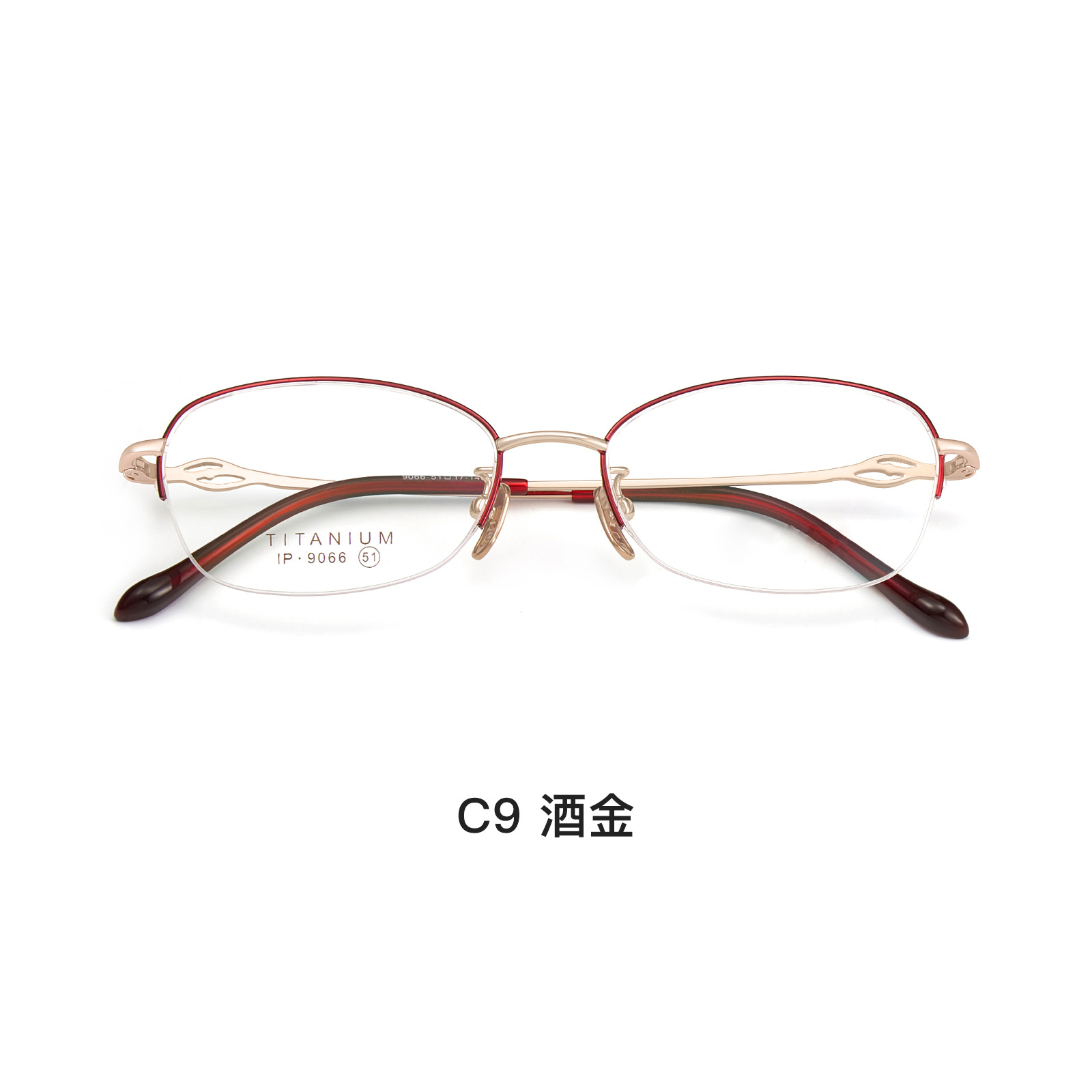 Alta calidad elegante de las mujeres de titanio puro medio marco gafas marco IP chapado temperamento encantador puede coincidir con miopía presbicia Danyang lote