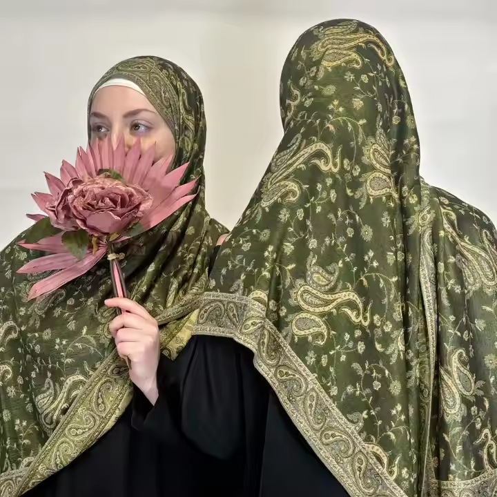 经典跨境仿羊绒提花围巾时尚四季百搭腰果穆斯林包头巾民族风披肩