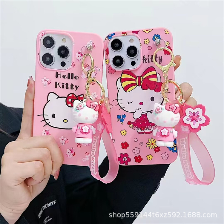 For Apple 12/13pro Silicone 16 Doll 14plus/11PRO Wrist Strap X/7P Mobile Phone Cartoon Case 15
