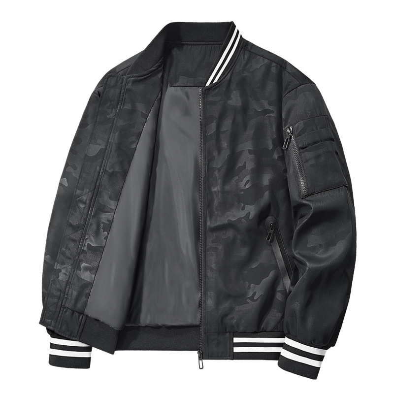 Primavera, otoño y invierno para hombres herramientas de herramientas de cremallera retrógrada trajes de vuelo cuello de béisbol chaqueta casual suelta chaqueta
