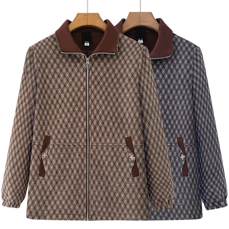 Spring outerwear for middle-aged and elderly women, grandma-style spring and autumn jacket, casual zip-up coat for mothers, versatile shirt for older women Spring outerwear for middle-aged and elderly women, grandma-style spring and autumn jacket, casual zip-up coat for mothers, versatile shirt for older women
