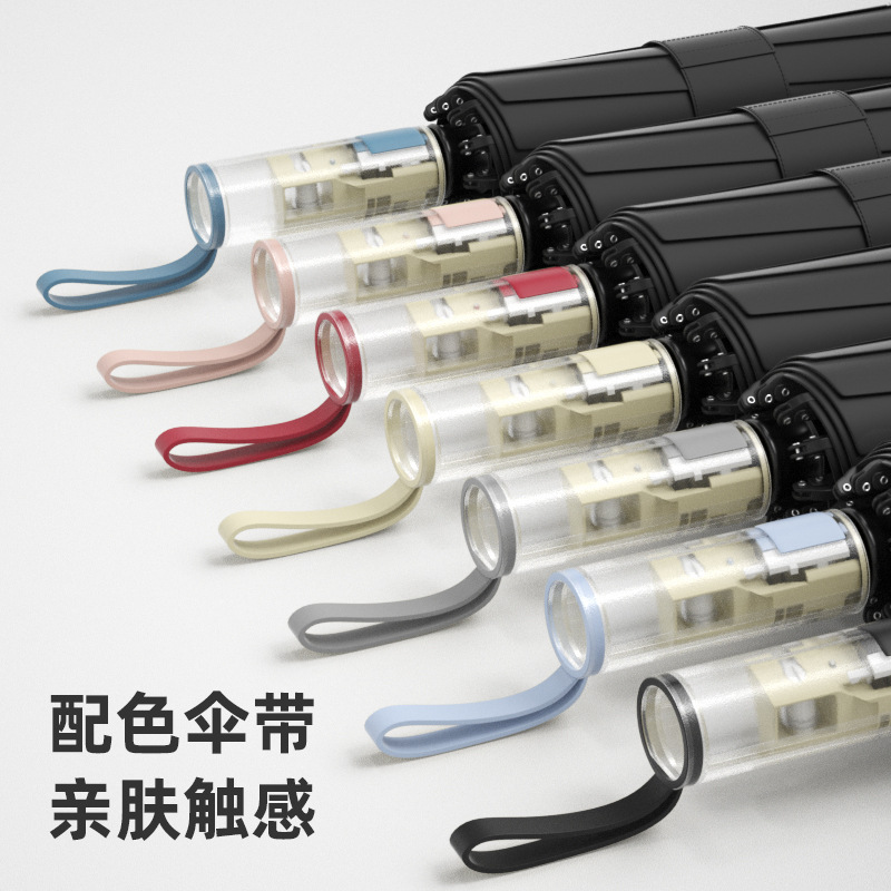 Paraguas plegable automático, paraguas con revestimiento negro para protección solar, paraguas de tres pliegues, paraguas parasol, doble uso para sol y lluvia, paraguas de bolsillo práctico, paraguas promocional, paraguas para lluvia.