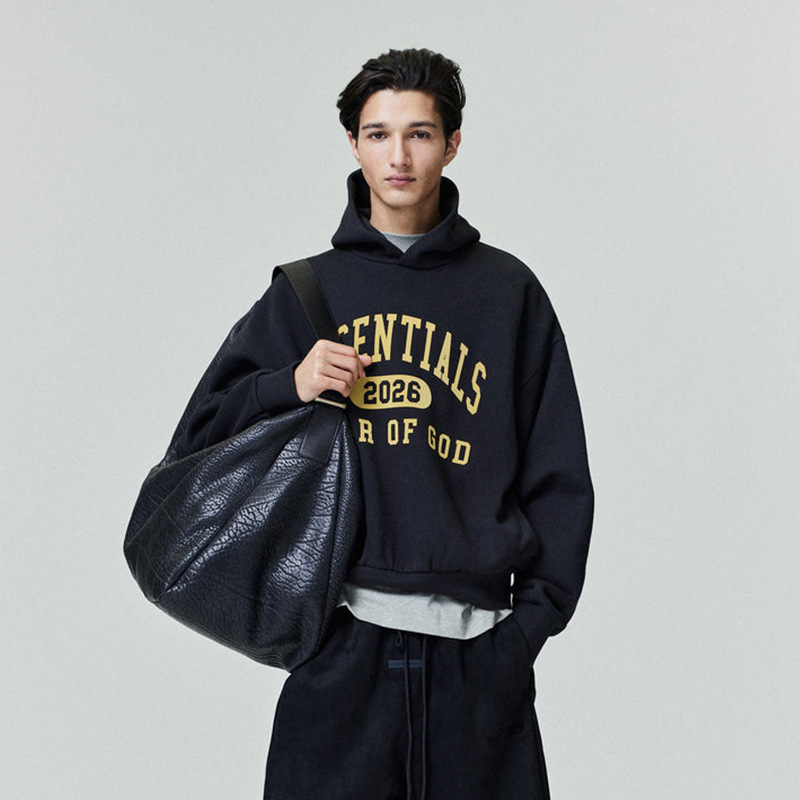 Fw25 Essentials American Niche Trendy Letter Print Autumn and Winter Velvet Men's and Women's Hooded Sweatshirts for Couples