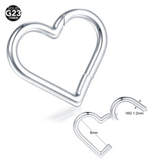 1 Piece Cross-border G23 Titanium Heart Shaped Nose Ring European and American Personality Human Piercing Nose Decor Seamless Earring 