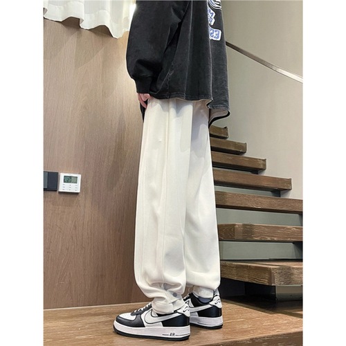 Men's Spring 2024 Trendy American Casual Sport Sweatpants, Cool Loose Straight Leg Wide Leg Casual Pants