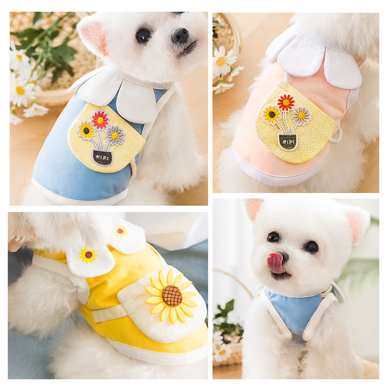 2023 primavera y verano Delgado cachorro Chaleco de dos piernas camiseta pétalo collar Satchel gato ROPA DE DOS piernas ropa para mascotas