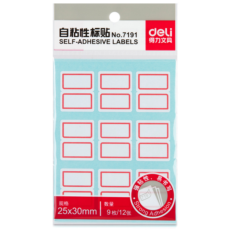 Deli 7182/7187/7184/7189/7193/7186/7180 etiqueta adhesiva precio nombre etiqueta de papel