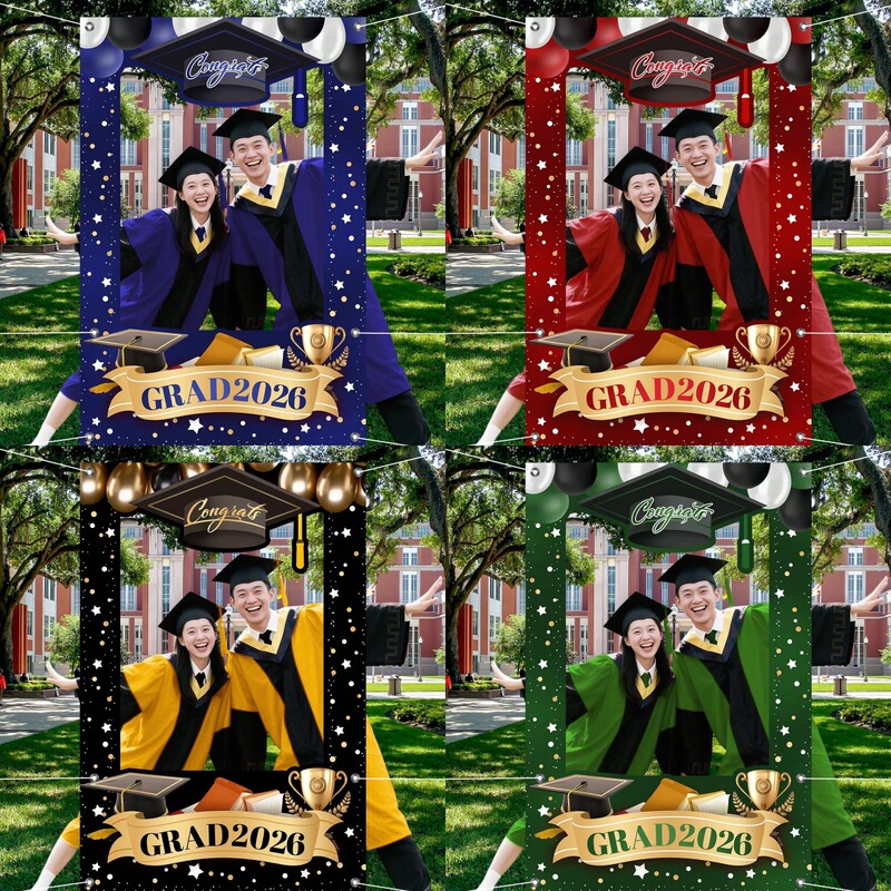 Cross-Border Amazon 2026 Graduation Party Photo Frame Background Decoration Colorful Congratulatory Banner Background for Indoor and Outdoor Celebrations Cross-Border Amazon 2026 Graduation Party Photo Frame Background Decoration Colorful Congratulatory Banner Background for Indoor and Outdoor Celebrations