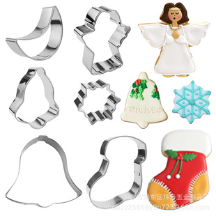 6-piece set of angel stainless steel biscuit mold Christmas cookie cutter sugar baking mold cross-border wholesale