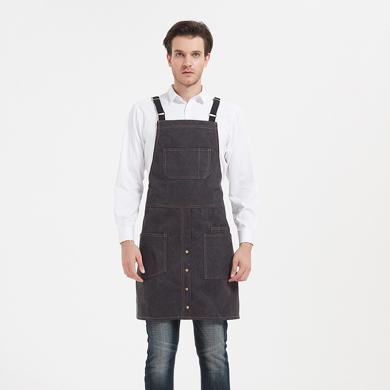 Canvas apron l restaurant milk tea shop florist wear-resistant barista work waist thermal transfer printing logo