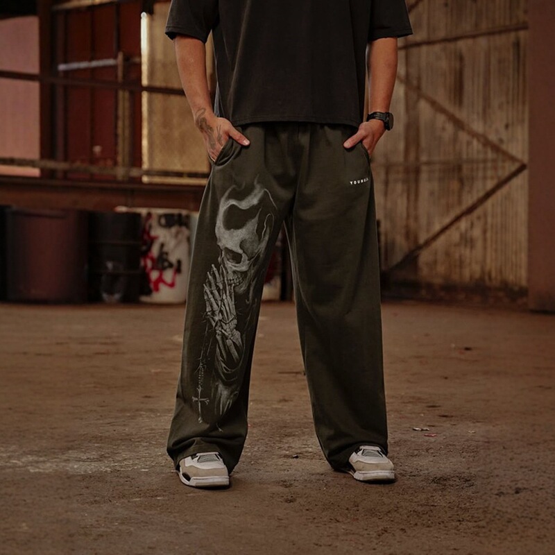 Youngla American Trendy Brand High Street Sweatpants Jogger Sports Fitness Casual Straight Loose Wide-Leg Pants Long Pants