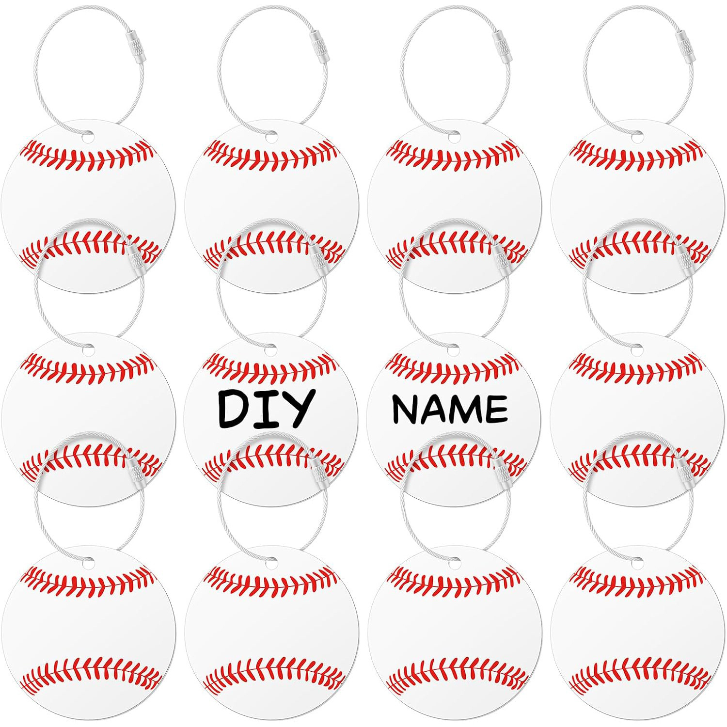 Amazon Luggage Tags PVC Baseball Luggage Backpack Tag with Metal Ring DIY