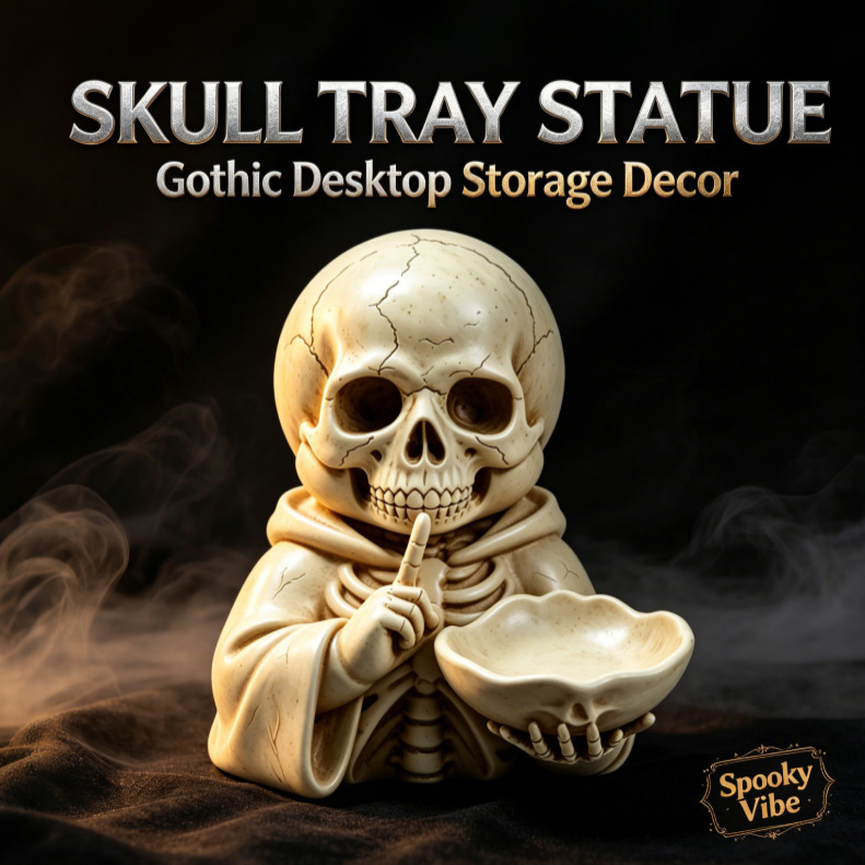 Gothic-style skull resin ornament, desktop key storage tray, creative Halloween decoration, craft tray Gothic-style skull resin ornament, desktop key storage tray, creative Halloween decoration, craft tray