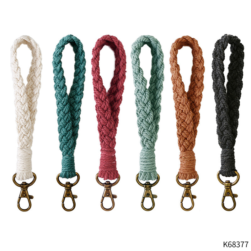 in stock cross-border Amazon explosive wrist key chain DIY personality pastoral hand-woven key accessories in stock cross-border Amazon explosive wrist key chain DIY personality pastoral hand-woven key accessories