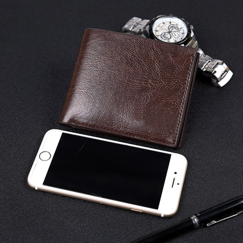 Men's short wallet, new soft leather wallet, college students 'thin wallet, Dad