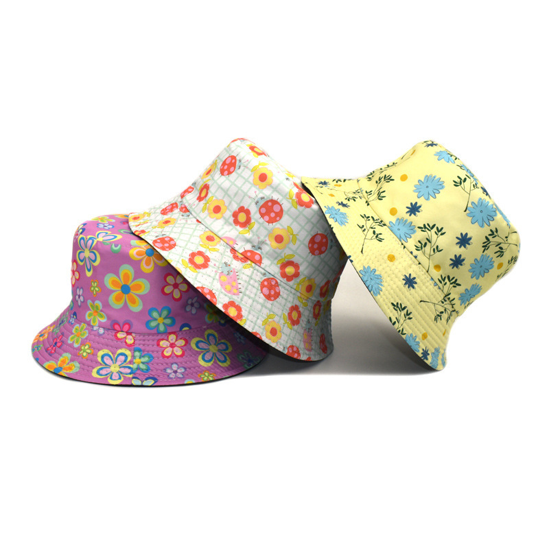 Foreign trade 2022 new flower pattern double-sided fisherman hat men's and women's summer sun hat outdoor sun protection sun hat