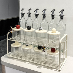 奶油風簡約調味罐套裝家用廚房鹽罐醬醋調味瓶組合裝糖罐佐料罐