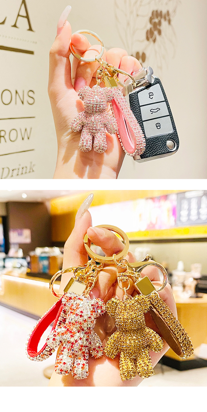 Creative cartoon diamond-encrusted bear keychain diamond bear pendant