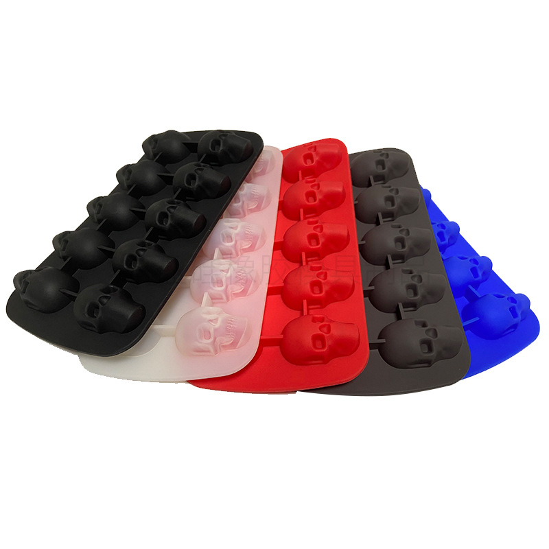 Venta directa de fábrica de diez piezas cráneo cubo de hielo Halloween 6-agujero cubo de hielo molde creativo nuevo 4-agujero cráneo cubo de hielo