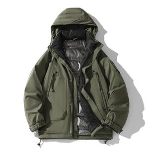Customized Logo Winter 90 down down Jacket Hooded Outdoor Fashion Trendy Versatile Elegant down Jacket Men Black