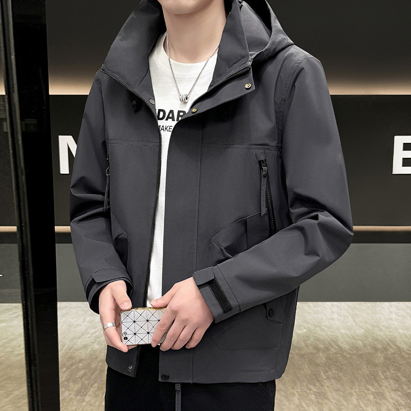 Explosions 2025 Spring New Jacket Men's Hooded Jacket Fashion Popular Windproof Waterproof Soft Shell Couple Charge