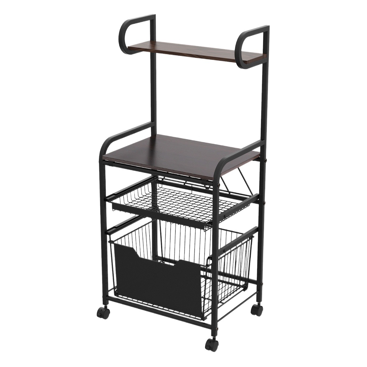 Estante de almacenamiento de piso de cocina carro móvil de múltiples capas con ruedas multifunción horno de microondas estante de almacenamiento doméstico