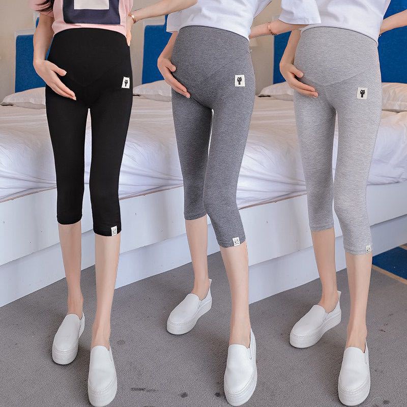 Maternity Leggings, Summer Thin Cropped Pants, Loose Large Size Pregnancy Belly Support Shorts, Nine-Point Pants, Summer Petite Women