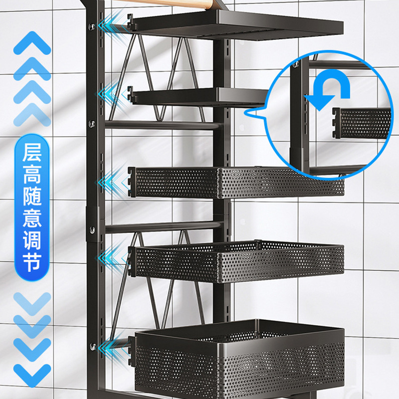 Floor-standing small cart storage rack vegetable diningware movable multi-layer storage rack bedroom kitchen spice storage rack