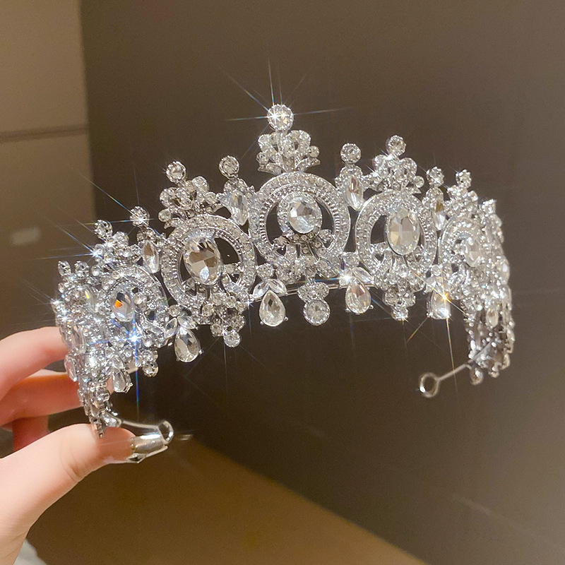 22# Diadema-Corona de flores con círculo plateado